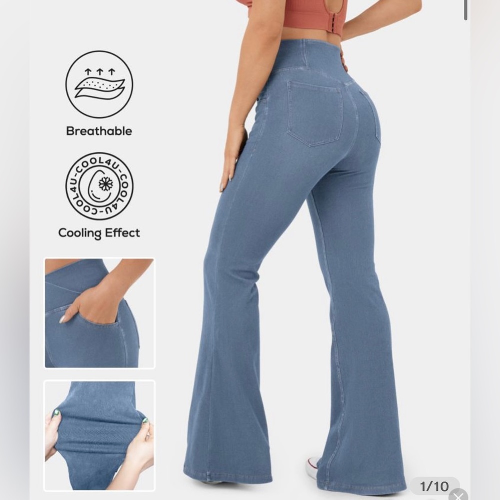HalaraMagic™ High Waisted Stretchy Knit Denim Flare Pants